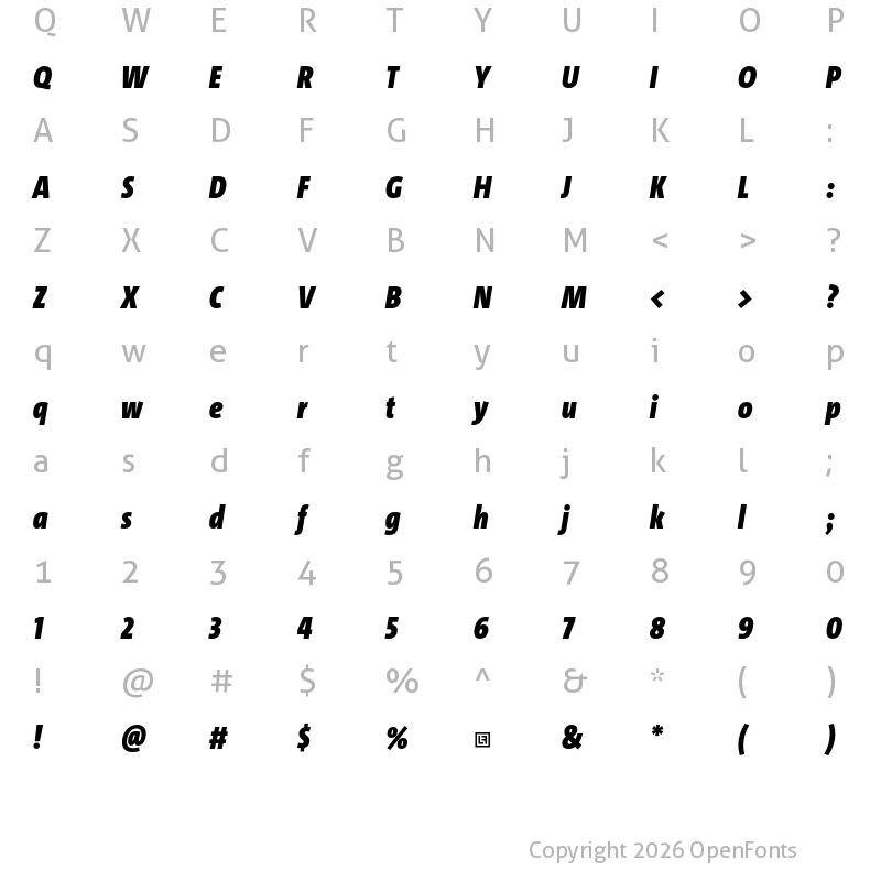 Character Map of TheSans Cd Trial Black Italic