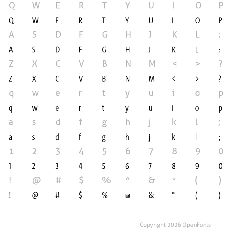 Character Map of TheSans Cd Trial SemiLight