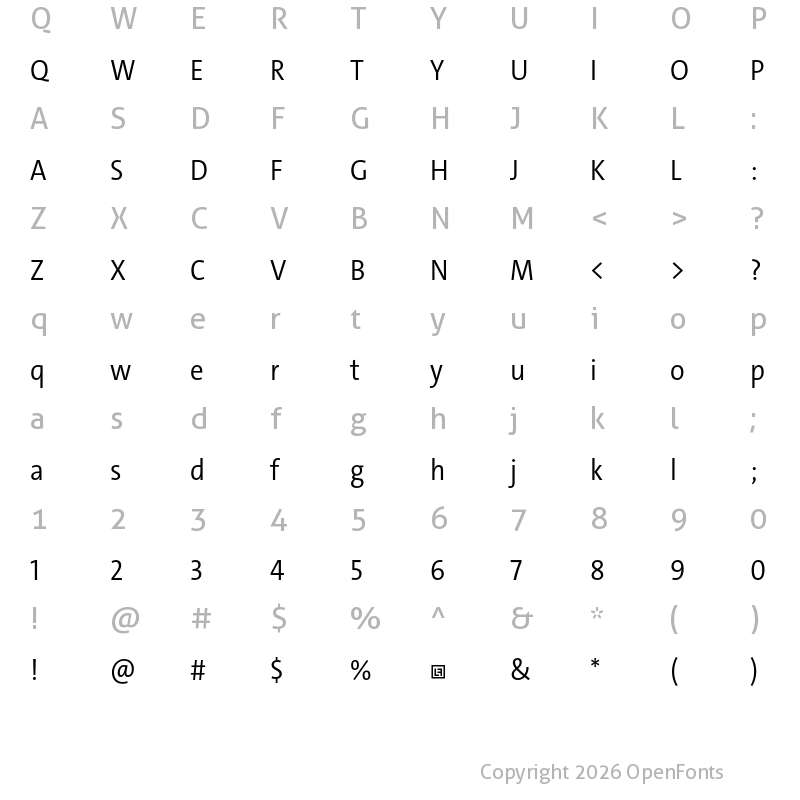 Character Map of TheSans SCd Trial SemiLight