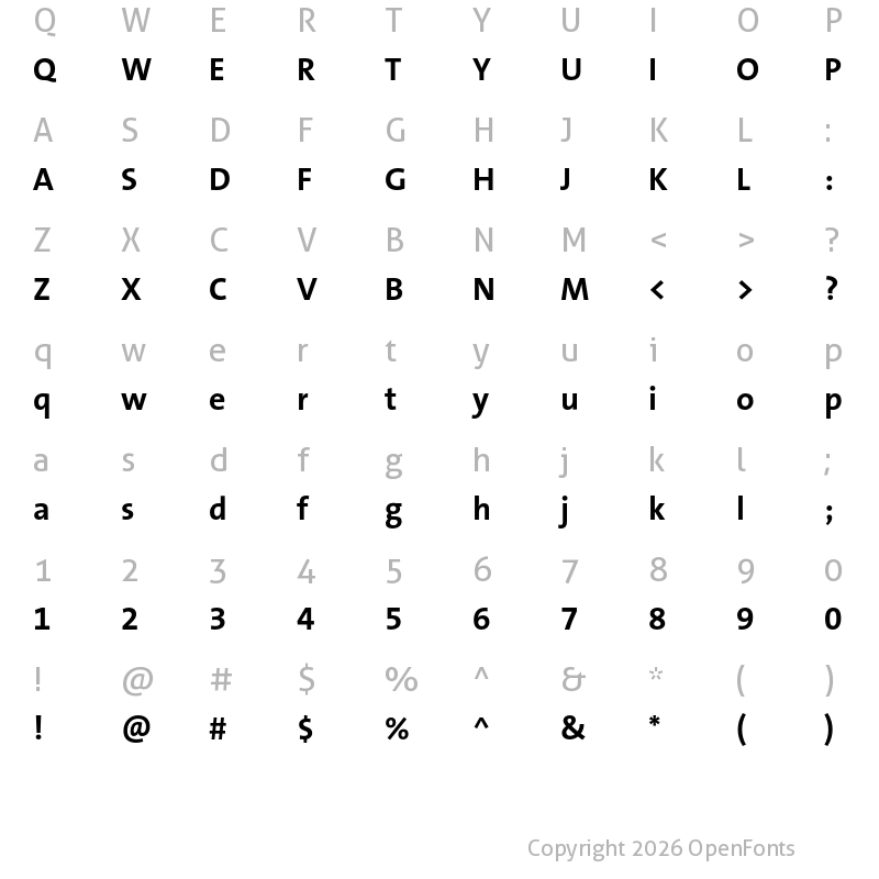 Character Map of TheSansB W7 Bold