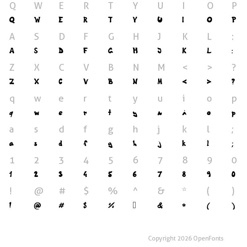 Character Map of TheShyFamilyfont Medium