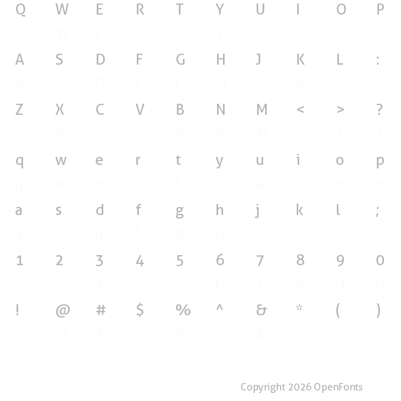 Character Map of TheThinnest Trial Regular