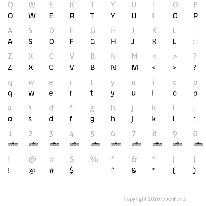 Character Map of Thicker Trial Regular