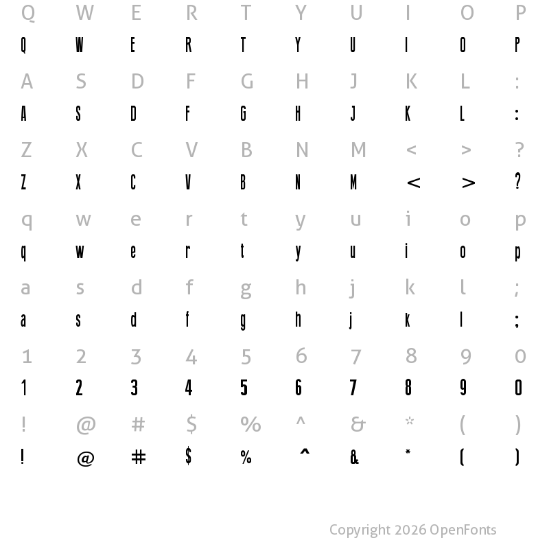 Character Map of Thing Press Regular