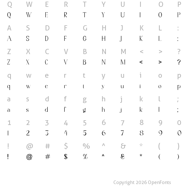 Character Map of Thirossa Regular