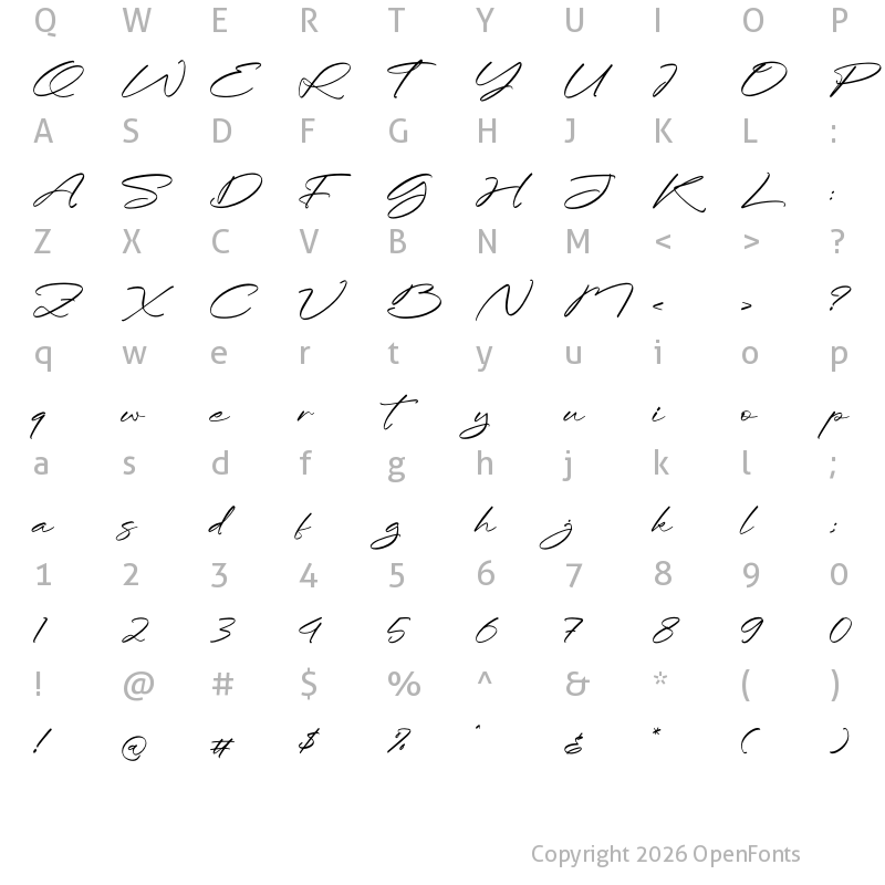 Character Map of Thomasita Regular
