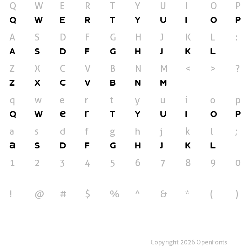 Character Map of Thorce Free Regular