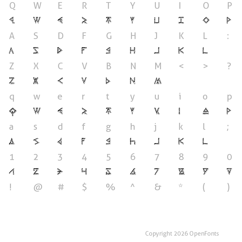 Character Map of Thors Hammer Carved Regular