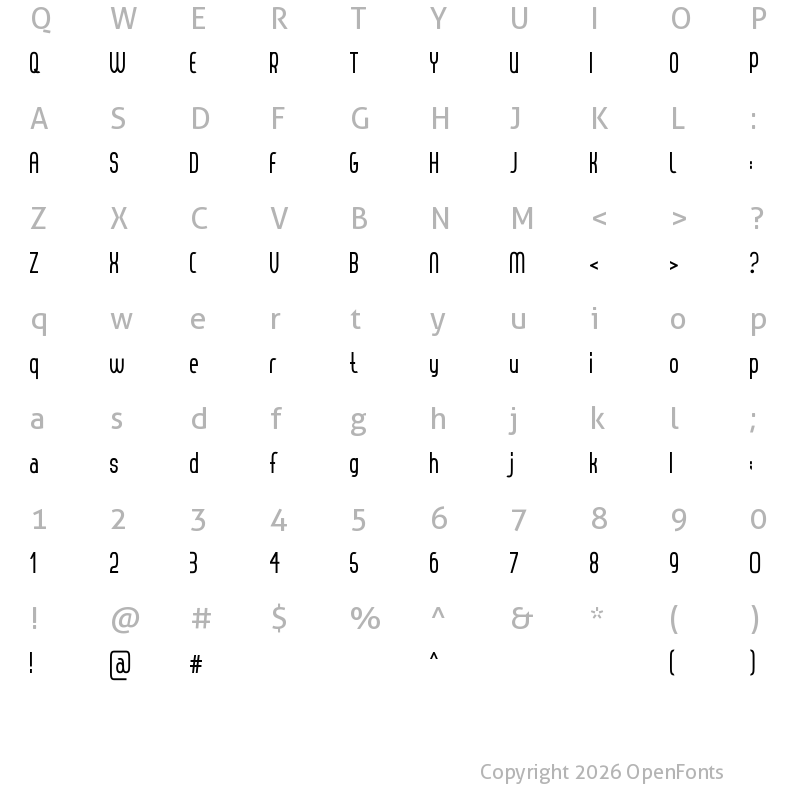 Character Map of Thorup Sans Bold Bold