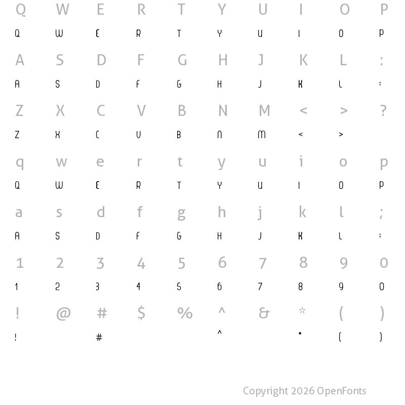 Character Map of Thorup Sans Small Caps Small Caps