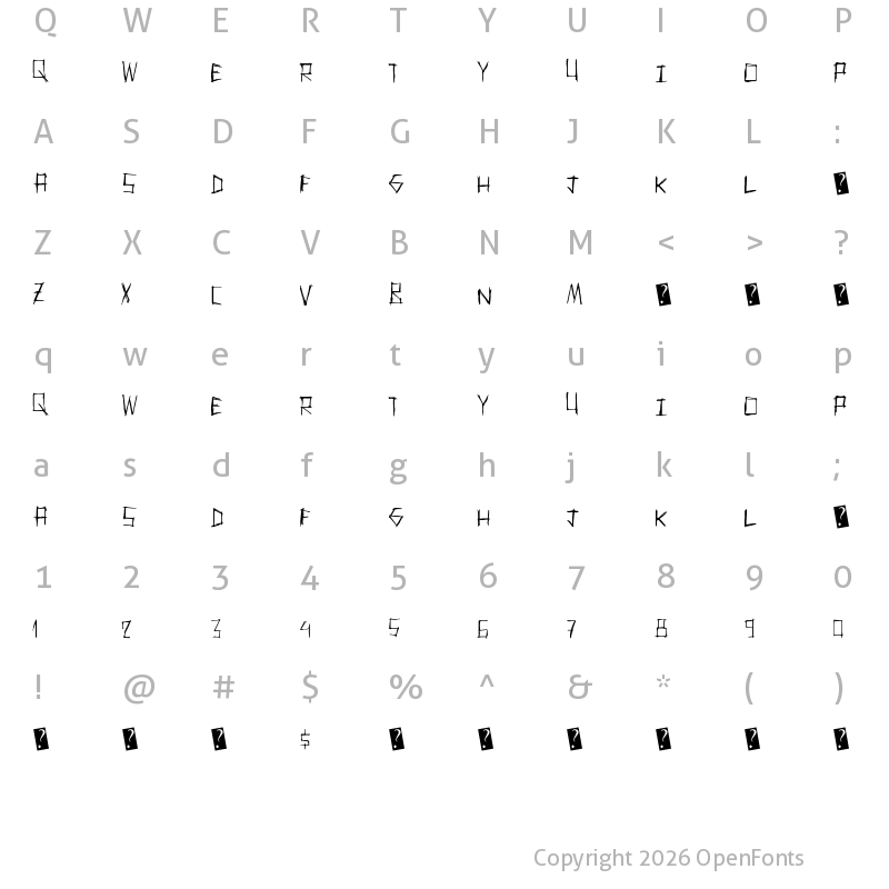 Character Map of ThrashParty Regular