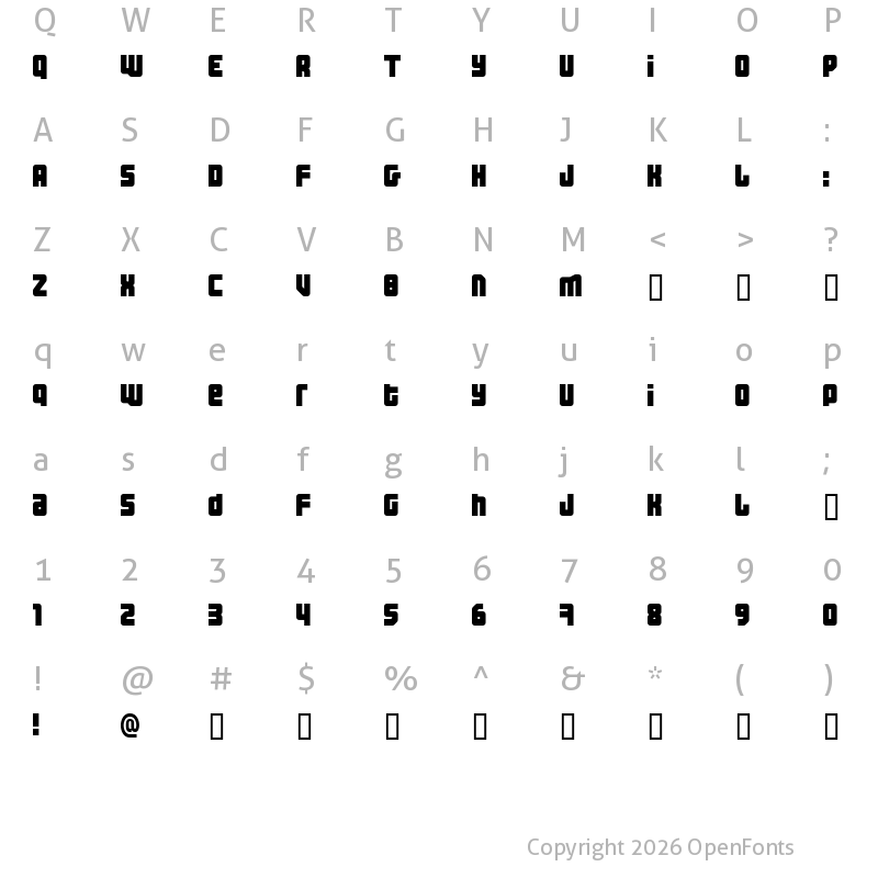 Character Map of Three the Hard way Regular