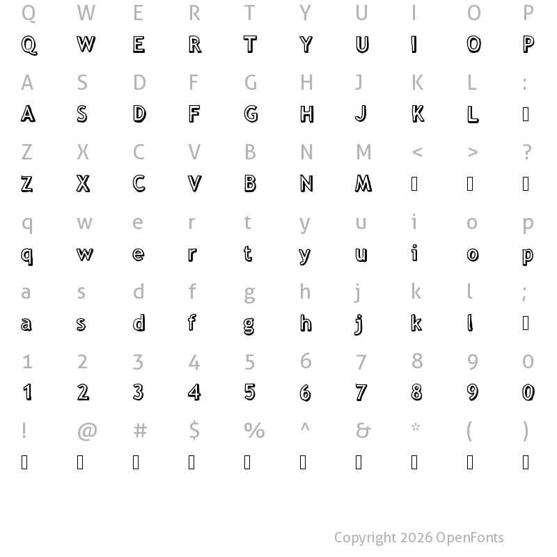 Character Map of ThreeDee Medium