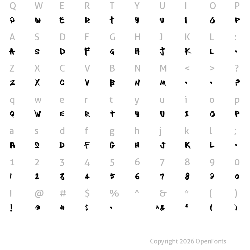 Character Map of Thug Regular