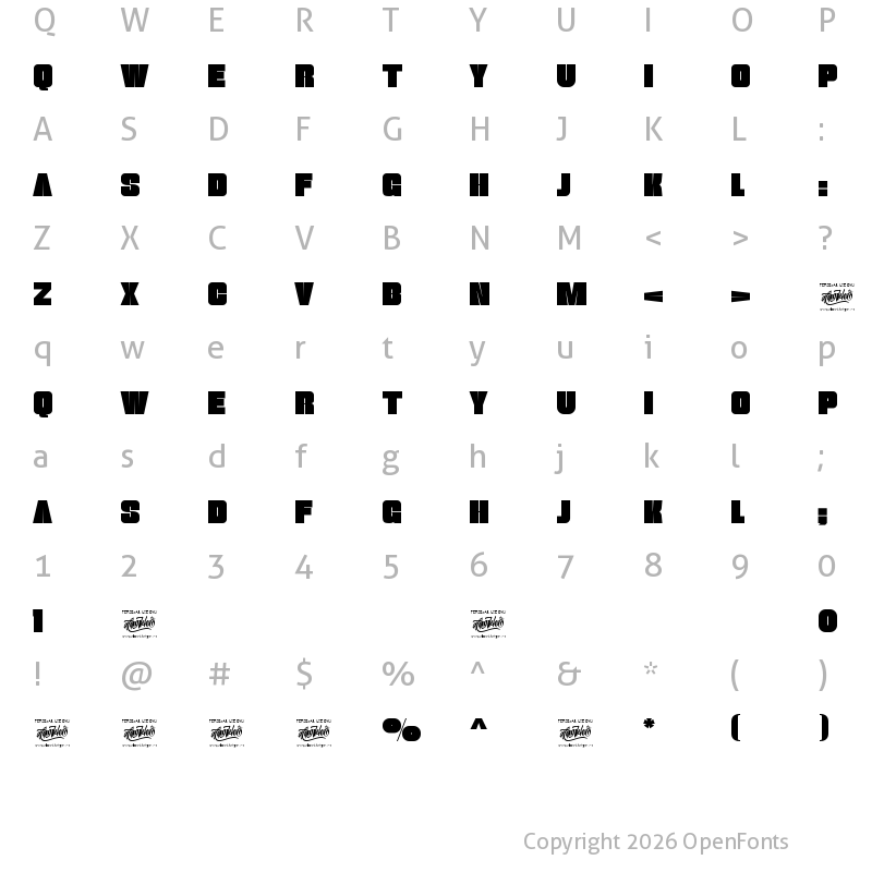 Character Map of thugolatz Regular