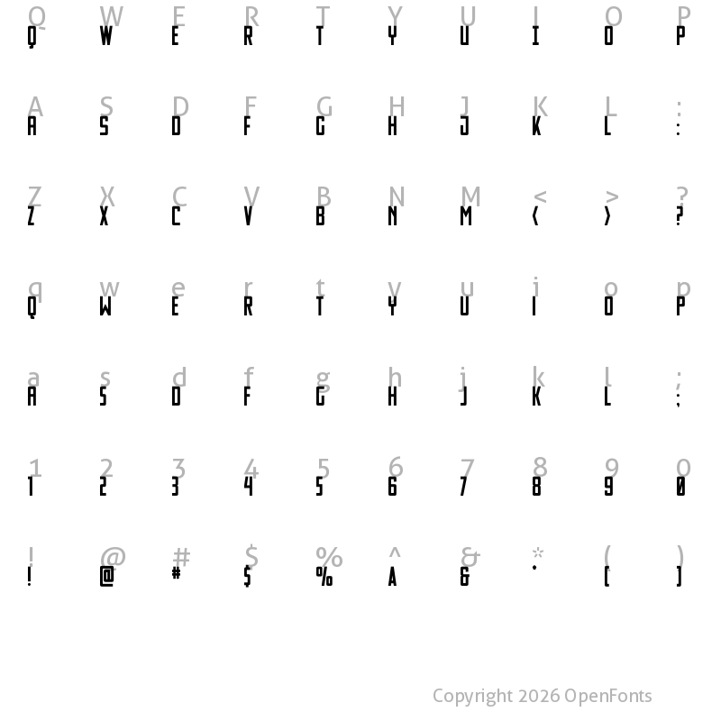 Character Map of Thunder Nova Semi-Bold Regular