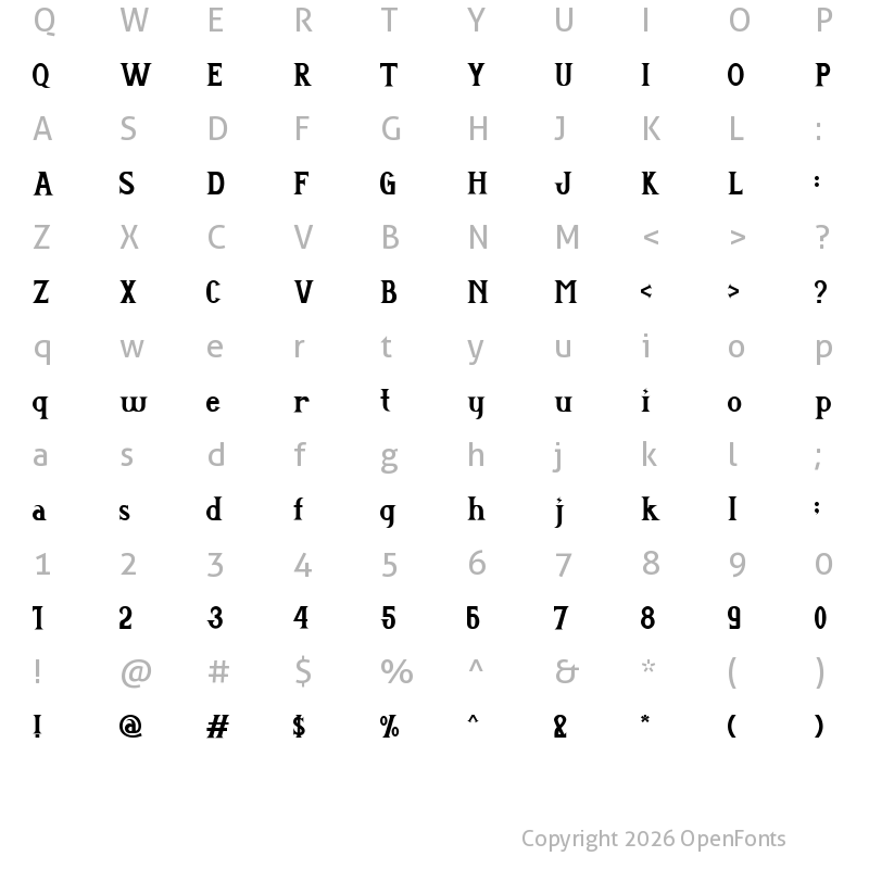 Character Map of Thunderbolt Regular