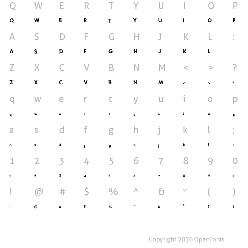 Character Map of THURSTON_erc Regular