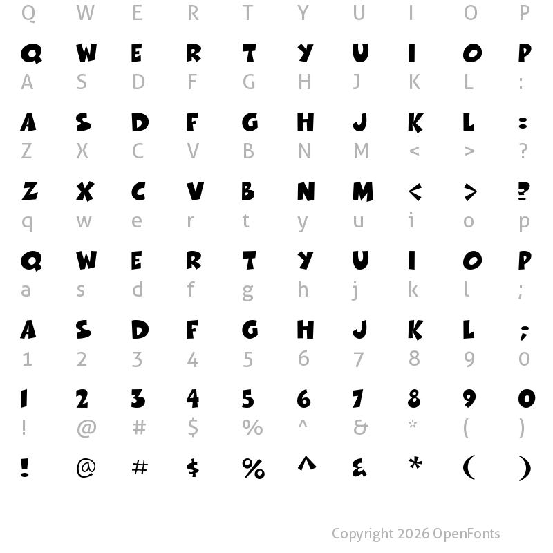 Character Map of Thwack Regular