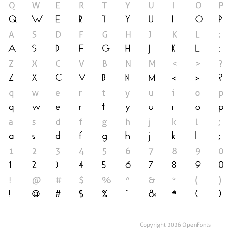 Character Map of Ticker Tape Regular