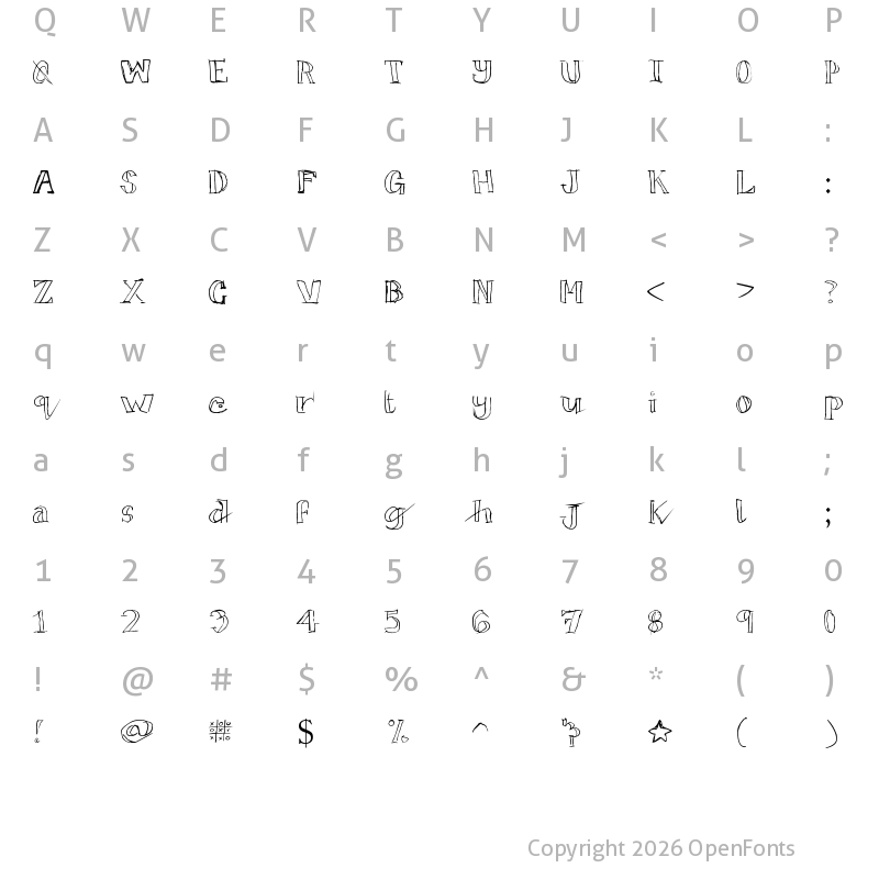 Character Map of TicTacToe Regular