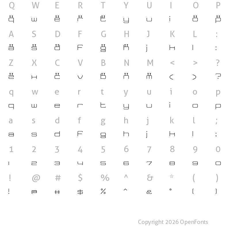 Character Map of Tidy Curve TV Regular