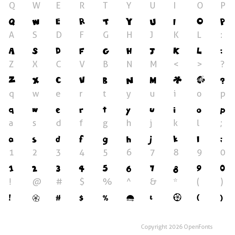 Character Map of Tiki Tropic Regular