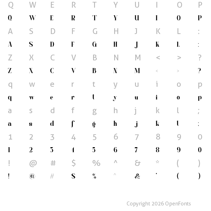Character Map of Tilmans Regular