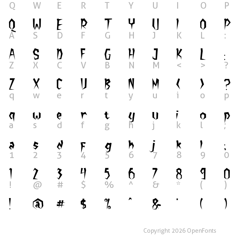 Character Map of TIME MOVER Regular