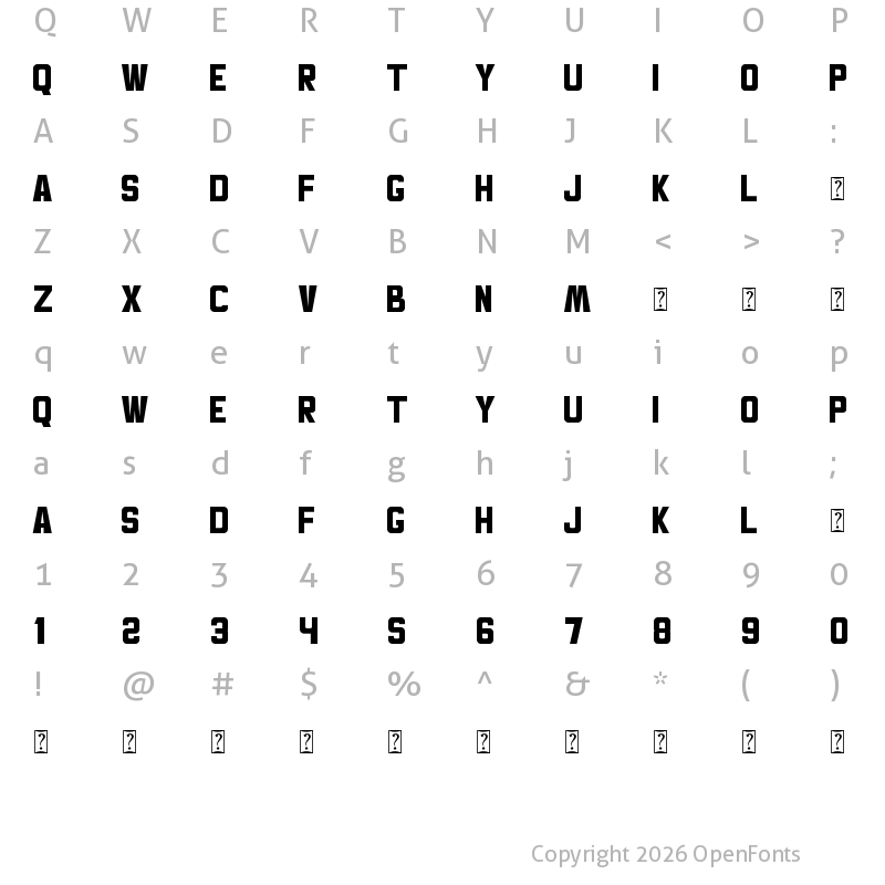 Character Map of Timeless Series - Personal Use Regular