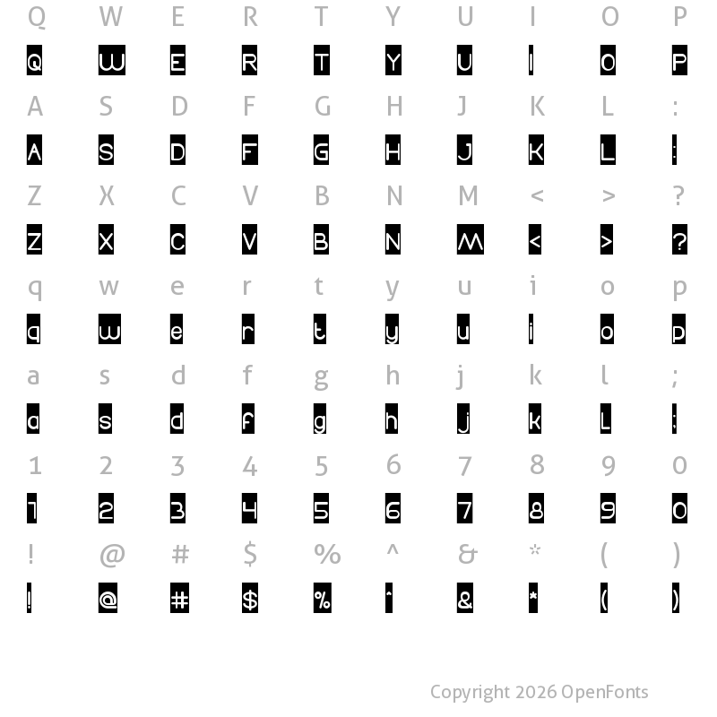 Character Map of Times New Romance-Inverse Regular