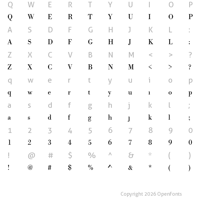 Character Map of TimeWarner Regular