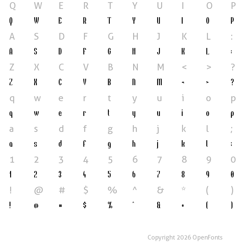 Character Map of Tincushion Regular