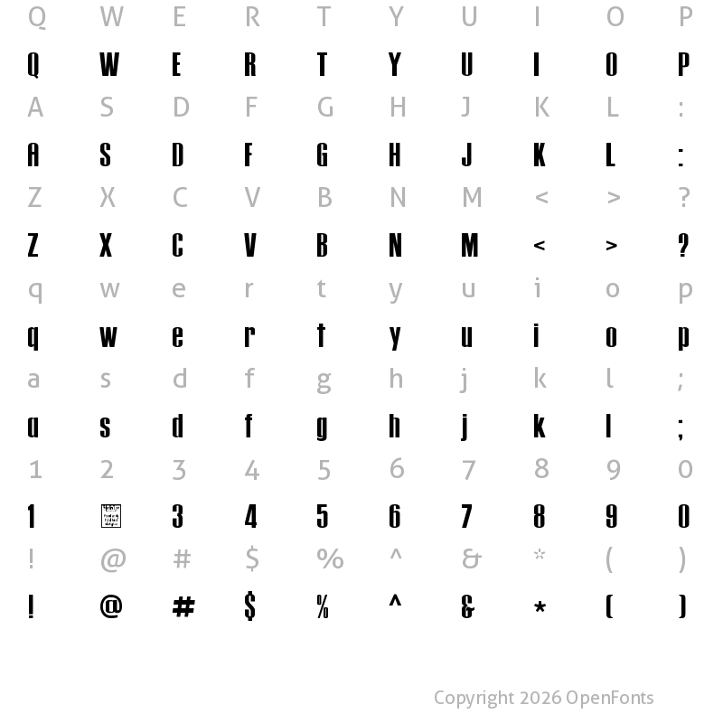 Character Map of Tipo PRESS Regular