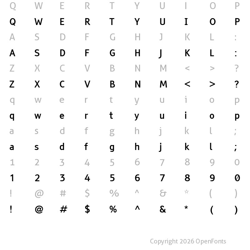Character Map of Tiresias PCfont Z Bold