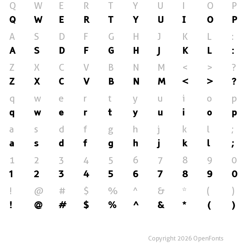 Character Map of Tiresias Signfont Bold