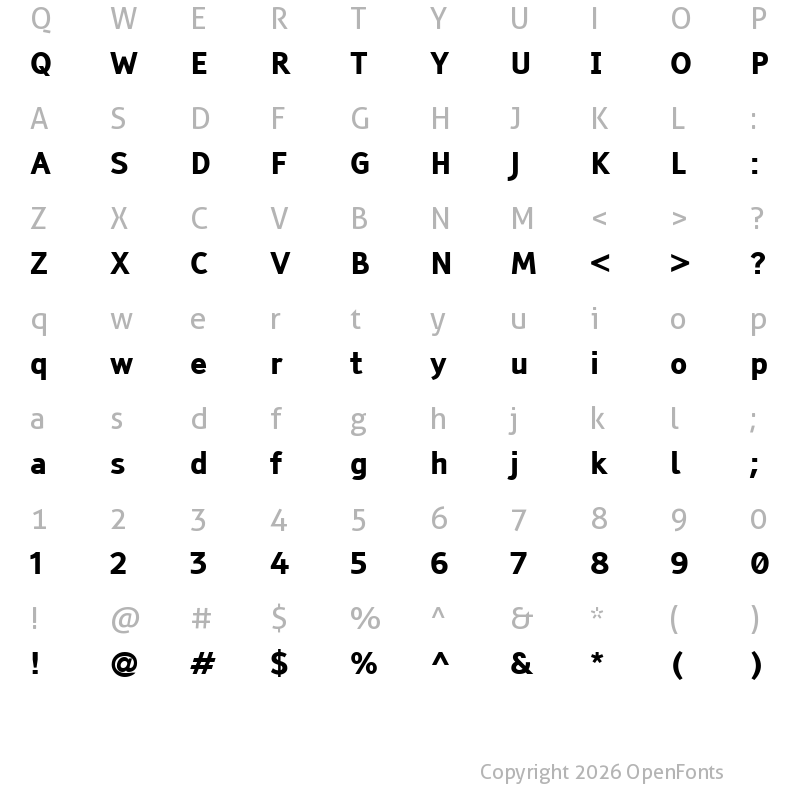 Character Map of Tiresias Signfont Z Bold