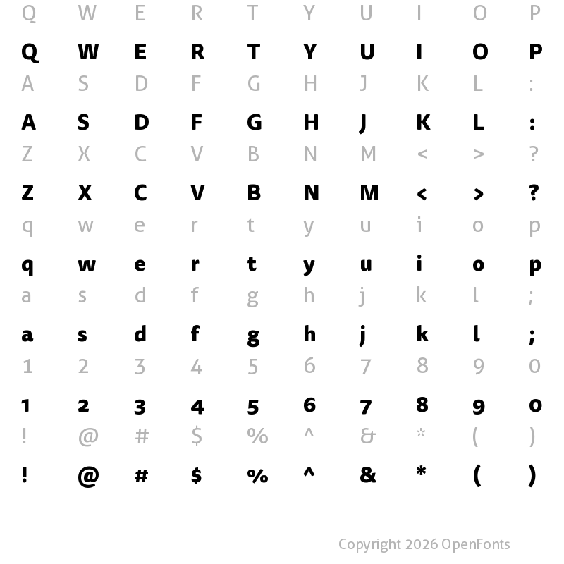 Character Map of Tisa Sans Pro Extra Bold