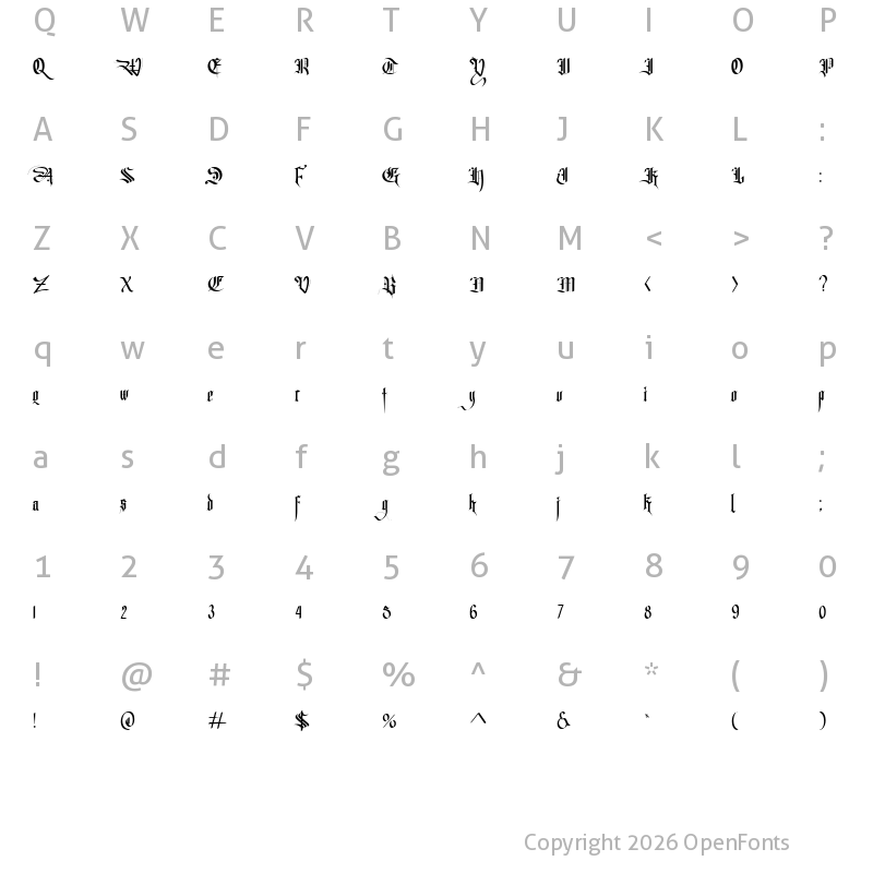 Character Map of tisk Regular