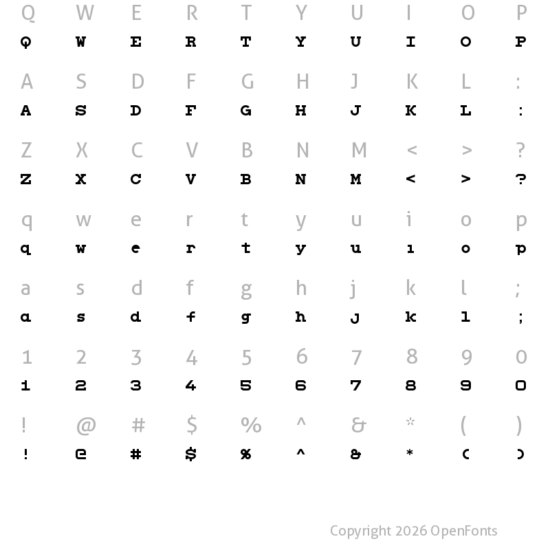 Character Map of TJF Optik Black