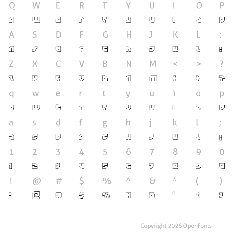 Character Map of TK-421 3D Regular
