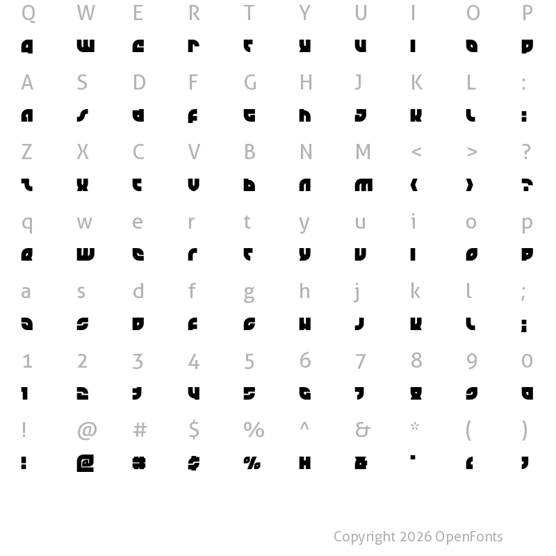 Character Map of TK-421 Regular