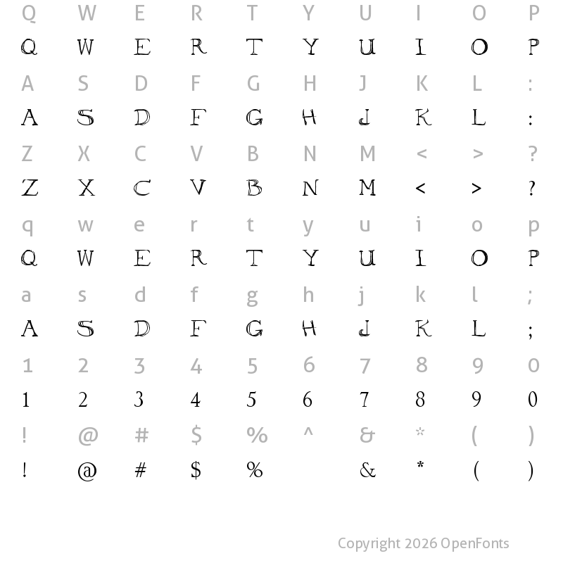 Character Map of to ogle Regular