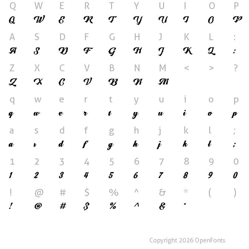 Character Map of Tom Harvey Script Regular