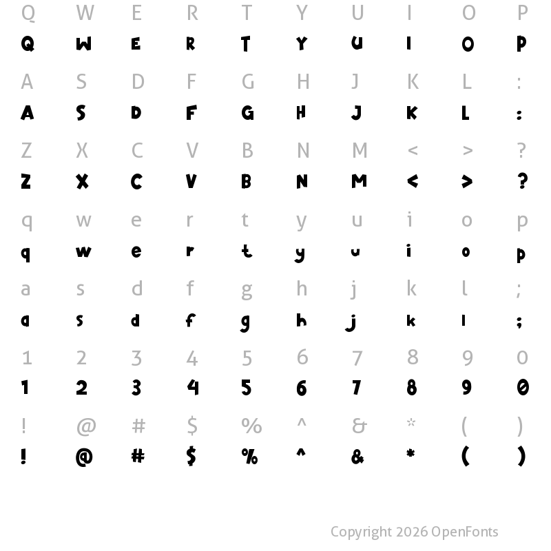 Character Map of Tomcat Regular