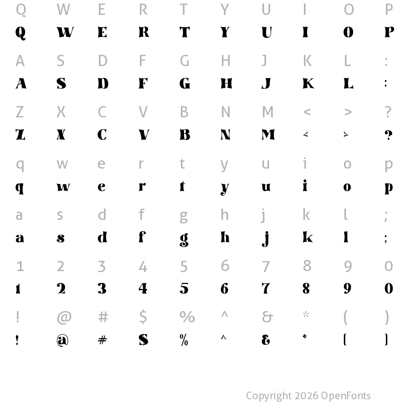 Character Map of tommy font Regular