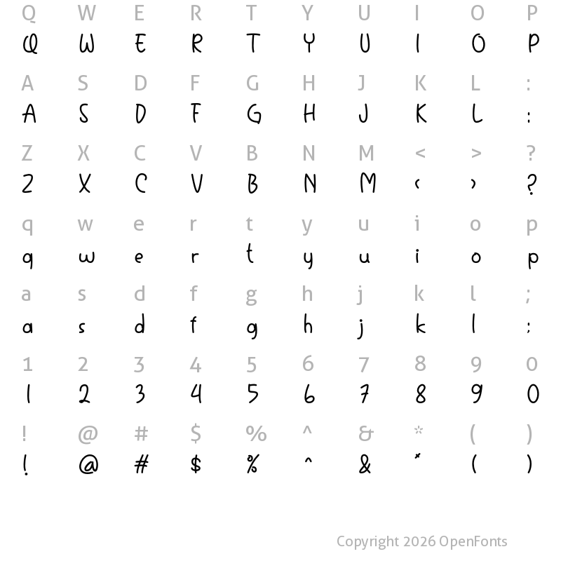 Character Map of Tomodachy Regular