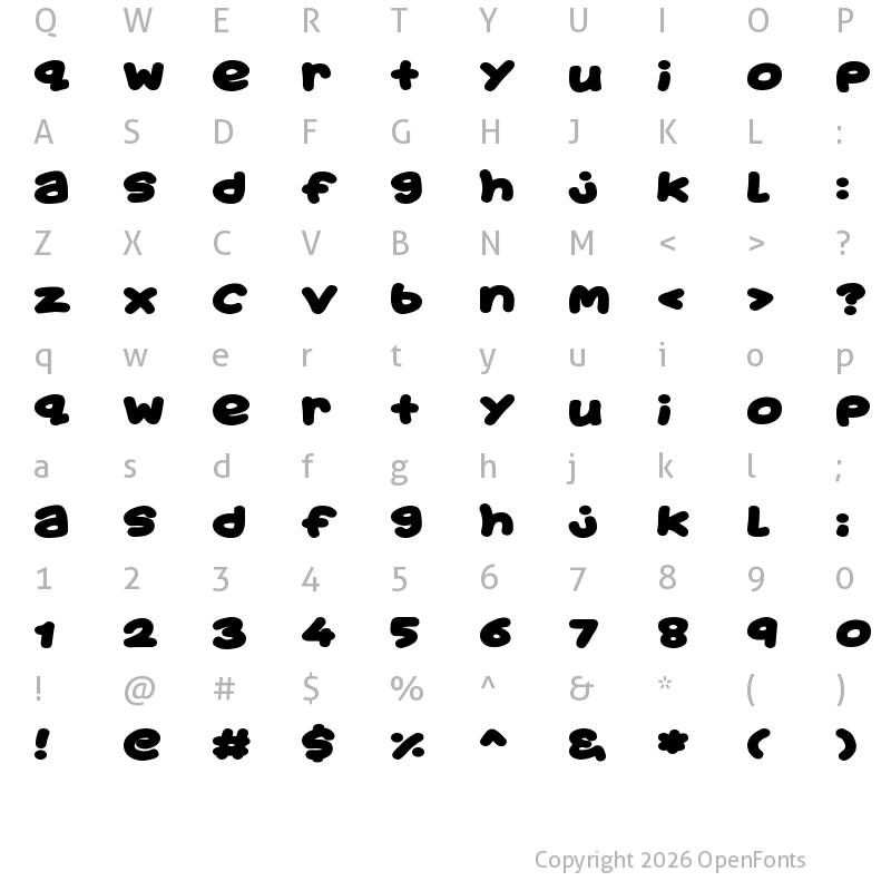 Character Map of Toon Balloon Regular