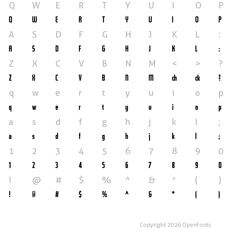 Character Map of Topic Alternates Bold