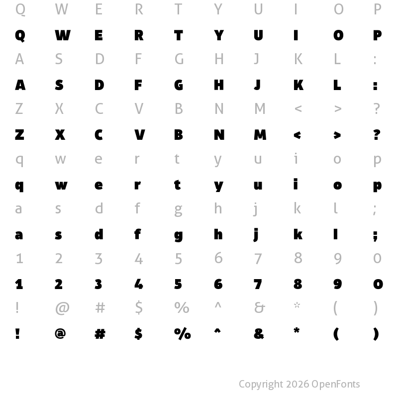 Character Map of Tosia Black